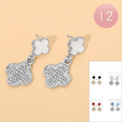 Fashnzfab 12pairs - Quatrefoil Link Drop Earrings 0.75" X 1.5" In Metallic