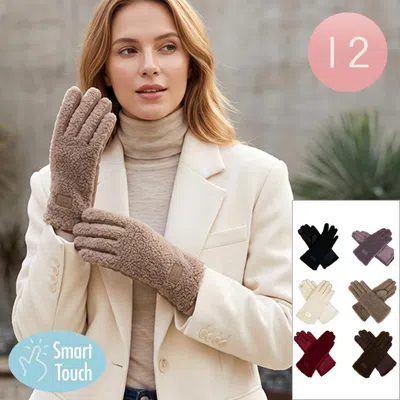 Fashnzfab 12pairs - Sherpa Smart Touch Winter Gloves In Multi