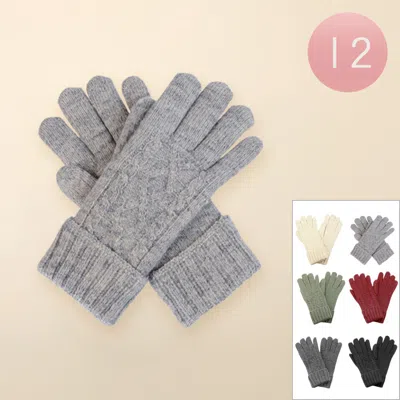 Fashnzfab 12pairs - Soft Knit Fur Lining Gloves In Multi