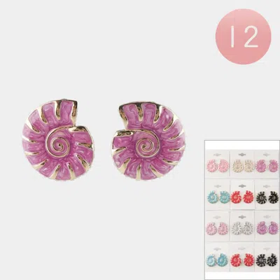 Fashnzfab 12pairs - Spiral Shell Earrings In Multi