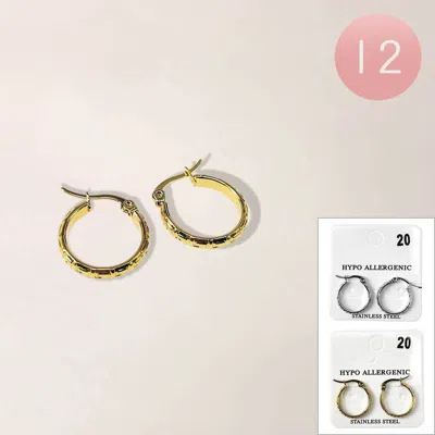 Fashnzfab 12pairs - Stainless Steel Pin Catch Hoop Earrings C 0.75" In Multi