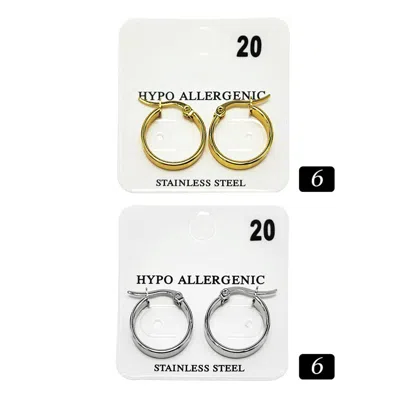 Fashnzfab 12pairs - Stainless Steel Pin Catch Hoop Earrings Gold, Rhodium
