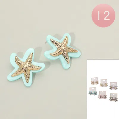 Fashnzfab 12pairs - Starfish Stud Earrings In Multi