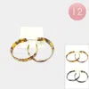 Fashnzfab 12pcs - Abstract Pattern Resin Hoop Earrings - Assorted In Gold