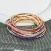 Fashnzfab 12pcs - American Usa Rhinestone Stretch Multi Layered Bracelets Gold, Multi In Multi