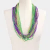 Fashnzfab 12pcs - Assorted Color Mardi Gras Beaded Necklaces In Multi