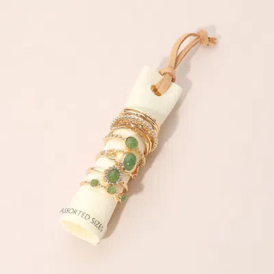 Fashnzfab 12pcs - Assorted Stacking Ring Set In Gold