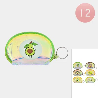 Fashnzfab 12pcs - Avocado Printed Coin Purses / Keychains In Green