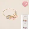 Fashnzfab 12pcs - Awareness Pink Ribbon Beaded Stretch Bracelets In Gold