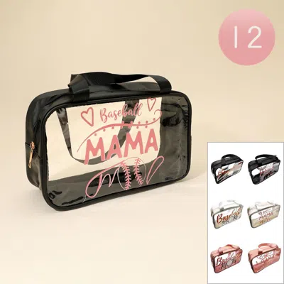 Fashnzfab 12pcs - Baseball Mama Message Printed Transparent Clear Tote Shoulder Bags In Multi