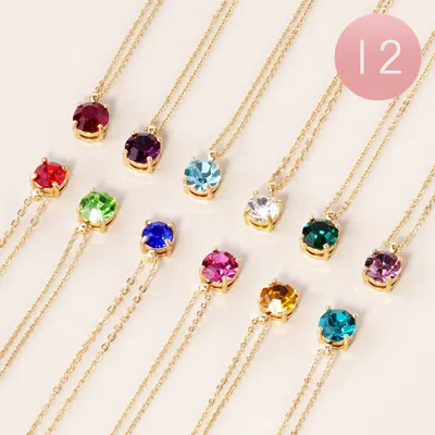 Fashnzfab 12pcs - Birthday Stone Cluster Pendant Necklaces In Multi