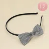 Fashnzfab 12pcs - Bling Studded Bow Accent Headbands In Black