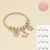 Fashnzfab 12pcs - Butterfly Charm Beaded Stretch Bracelets Assorted In Multi