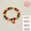 Fashnzfab 12pcs - Christmas Charm Beaded Stretch Bracelets - Assorted In Animal Print