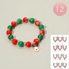 Fashnzfab 12pcs - Christmas Charm Beaded Stretch Bracelets - Assorted In Multi