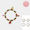 Fashnzfab 12pcs - Christmas Charm Beaded Stretch Bracelets Assorted In Multi