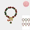 Fashnzfab 12pcs - Christmas Charm Beaded Stretch Bracelets In Multi