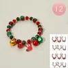 Fashnzfab 12pcs - Christmas Charm Bell Beaded Stretch Bracelets In Multi