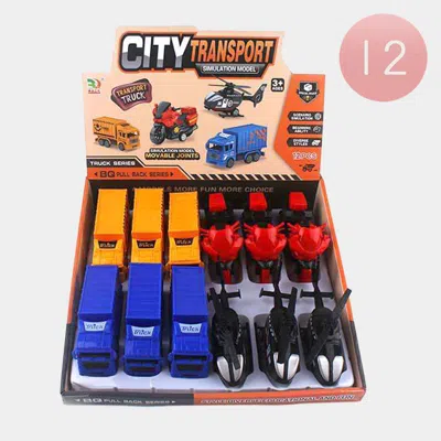 Fashnzfab 12pcs - City Transport Simulation Model Pull Back Toys In Multi