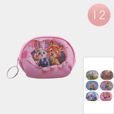 Fashnzfab 12pcs - Cute Cartoon Character Keychain Coin Purses In Multi