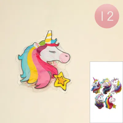 Fashnzfab 12pcs - Elastic Hairbands In Unicorn Character Pouches In Multi