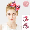 Fashnzfab 12pcs - Elephant Football Print Houndstooth Bow Headbands In Red