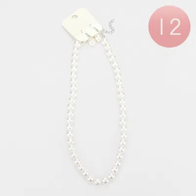 Fashnzfab 12pcs - Faux Pearl Necklace And Earring Set In Multi