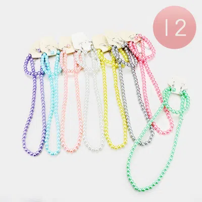 Fashnzfab 12pcs - Faux Pearl Necklace Set Assorted In Multi