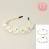 Fashnzfab 12pcs - Floral Pearl Headbands In White