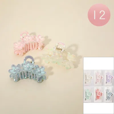 Fashnzfab 12pcs - Flower Hair Claw Clips 4" X 2.5" In Gray