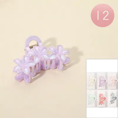 Fashnzfab 12pcs - Flower Hairs Claw Clips In Purple