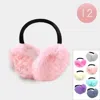 Fashnzfab 12pcs - Foldable Solid Faux Furry Fur Earmuffs In Pink