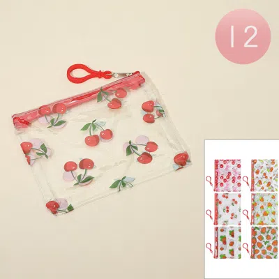 Fashnzfab 12pcs - Fruit Pattern Transparent Mini Pouch Bags In Multi