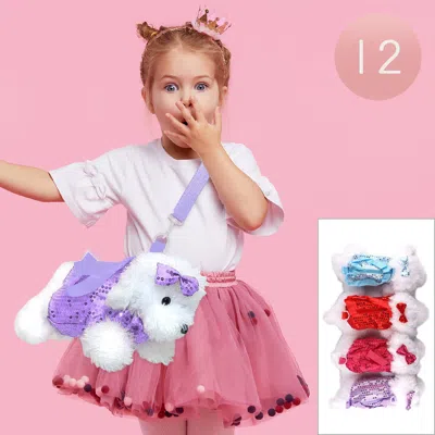 Fashnzfab 12pcs - Furry Puppy Dog Doll Crossbody Bags In Multi