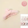 Fashnzfab 12pcs - Fuzzy Fur Plush Bow Bunny Hair Claw Clips In Pink