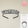 Fashnzfab 12pcs - Glittered Happy Birthday Message Headbands In Metallic