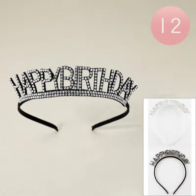Fashnzfab 12pcs - Glittered Happy Birthday Message Headbands In Metallic