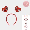 Fashnzfab 12pcs - Glittered Heart Love Message Spring Headbands In Red
