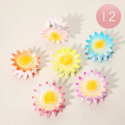 Fashnzfab 12pcs - Gradient Sunflower Hair Claw Clips In Multi