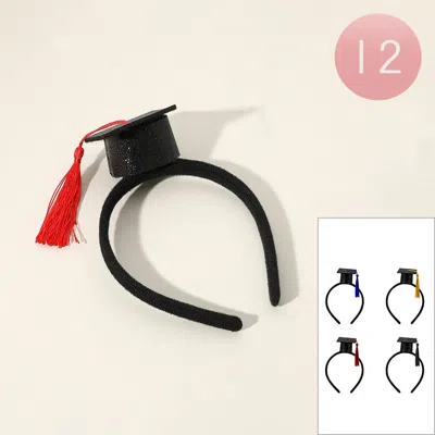Fashnzfab 12pcs - Graduation Hat Headbands In Black
