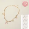 Fashnzfab 12pcs - Heart Lock Pearl Stone Charm Station Paperclip Chain Necklaces - Assorted In Multi