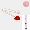 Fashnzfab 12pcs - Heart Pendant Necklaces In Red