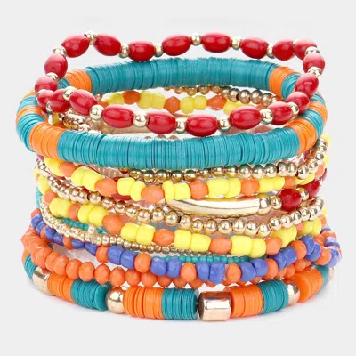 Fashnzfab 12pcs - Heishi Multi Beaded Stretch Bracelets