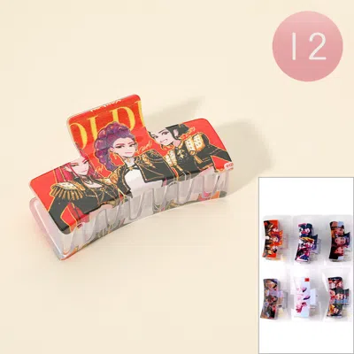 Fashnzfab 12pcs - Huntrix Anime Character Printed Rectangular Hair Claw Clips In Multi