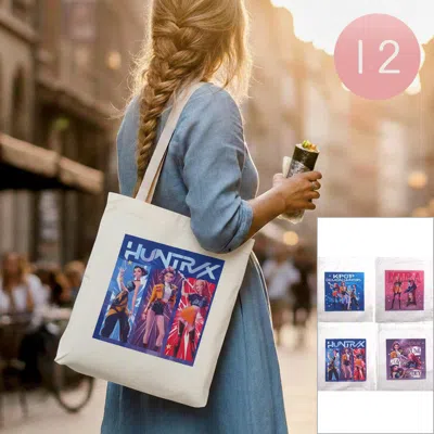 Fashnzfab 12pcs - Kpop Demon Hunters Huntrix Graphic Printed Tote Bags In Multi