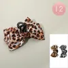 Fashnzfab 12pcs - Leopard Pattern Printed Bow Hair Claw Clips In Brown