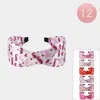 Fashnzfab 12pcs - Love Heart Printed Knot Satin Like Headbands In Multi