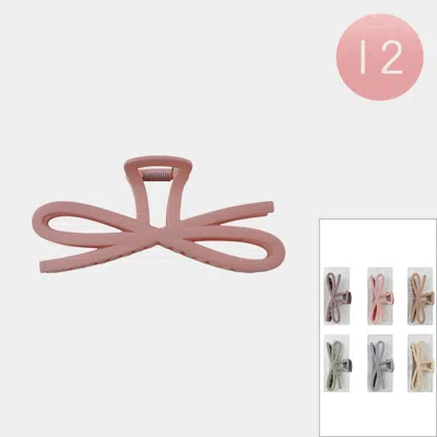 Fashnzfab 12pcs - Matte Bow Hair Claw Clips In Brown