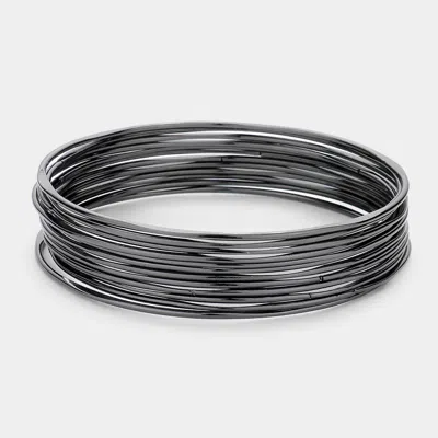 Fashnzfab 12pcs - Metal Stackable Bangle Bracelets In Blue