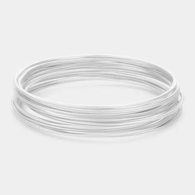 Fashnzfab 12pcs - Metal Stackable Bangle Bracelets In Silver